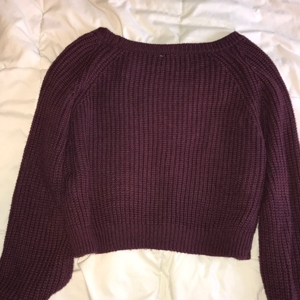 Garage Purple Knit Midi Cropped Sweater - Size L - Picture 4 of 7